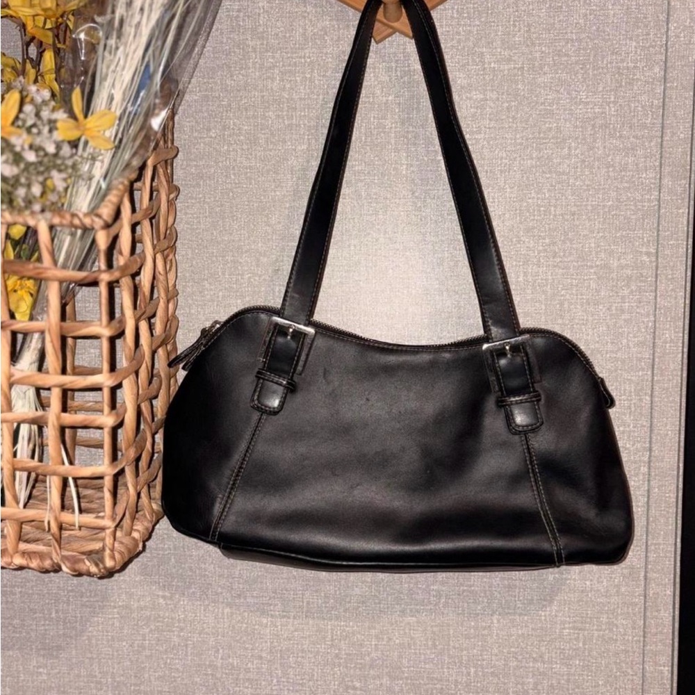 Hillard & Hanson Black Leather Shoulder Bag